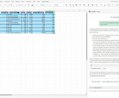 Microsoft 365 Copilot dans Excel